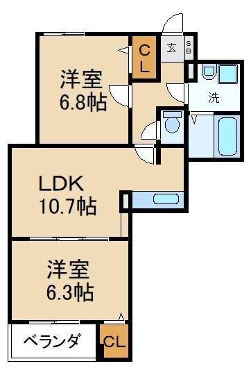 メゾン　アンソレイエ（205） 間取り図画像
