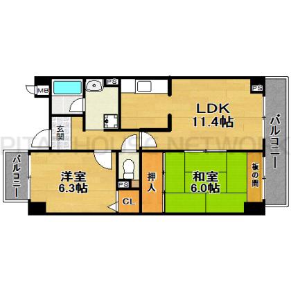 ２ＬＤＫの角部屋