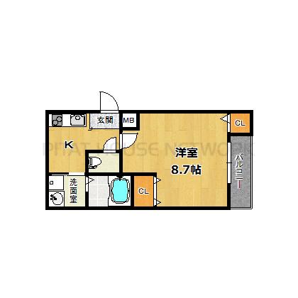 洋室8.7帖広々です