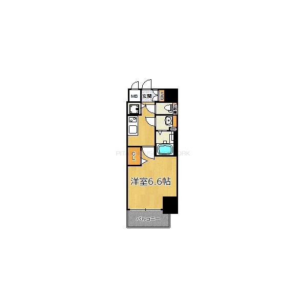 角部屋の6.6帖です