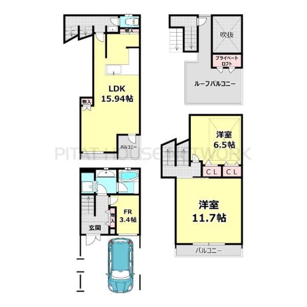 3階建てです
