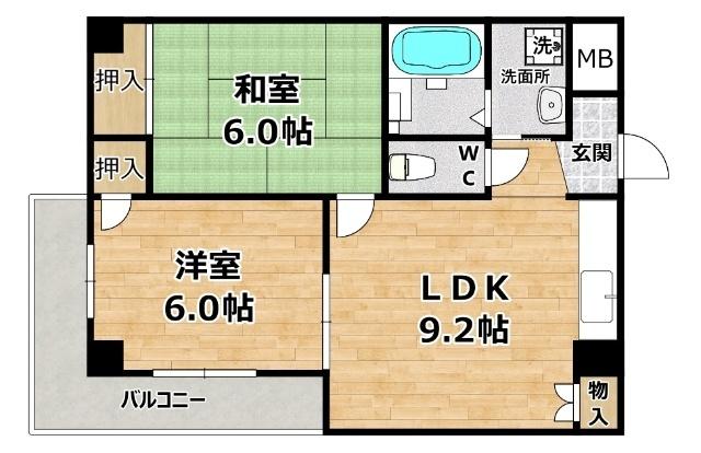 千舟リバービューマンション 間取り図画像