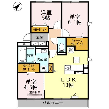 ボヌール・ロジュマン　E棟（E101） 間取り図画像