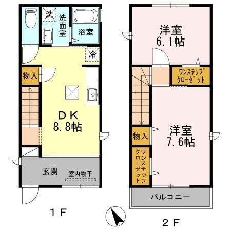 加茂戸建借家　D棟（D） 間取り図画像