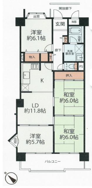 伊丹昆陽ビューハイツ 間取り図画像