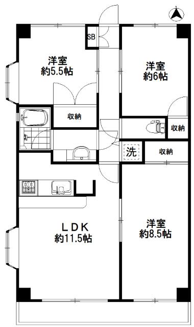 中野区白鷺マンション 間取り図画像
