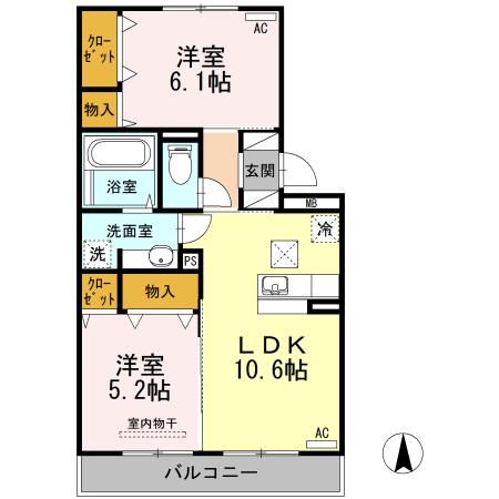 セジュールHIYORIⅡ（102） 間取り図画像