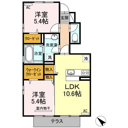 セジュール・アイⅡ　B棟（108） 間取り図画像