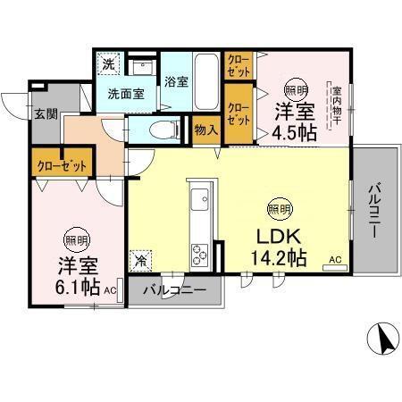 D-resena松山（303） 間取り図画像