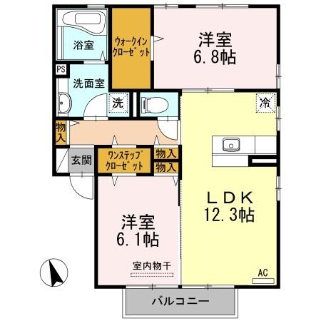 さつき　Ａ棟（202） 間取り図画像