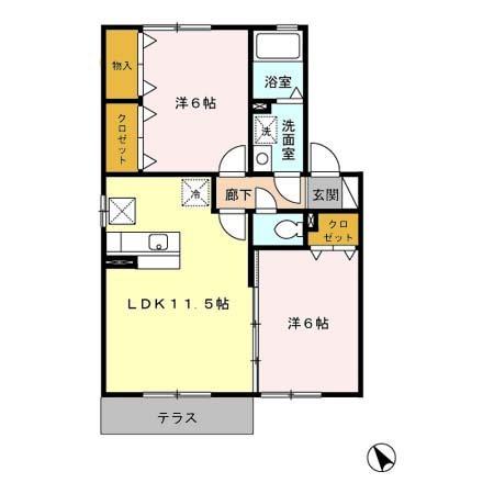 オークヴィラ・トリノ　壱番館（102） 間取り図画像