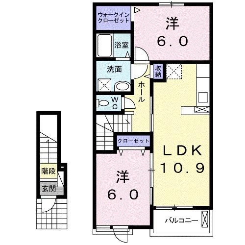 フィオーレ　月（202） 間取り図画像