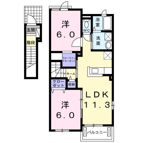 ティータウン　レガーロ　Ｂ（201） 間取り図画像