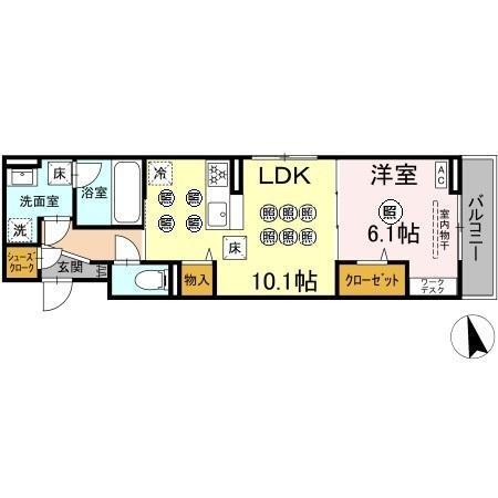 D-resena花ヶ島（102） 間取り図画像