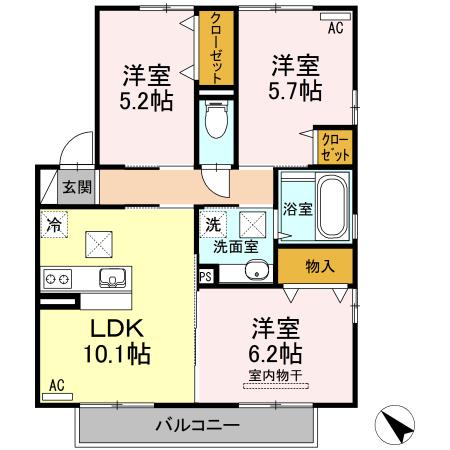 セジュール・アイⅡ　A棟（101） 間取り図画像