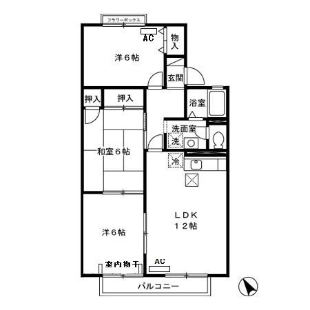 セジュールおぐら　A棟（102） 間取り図画像