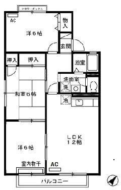 セジュールおぐら　B棟（202） 間取り図画像
