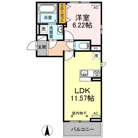 パークウエスト上別府　A棟（201） 間取り図画像