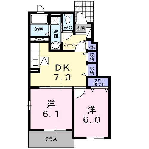 ヴィラ・グレイスフル　Ｂ（104） 間取り図画像