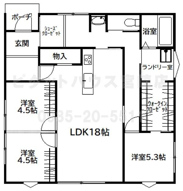 宮崎市清武町岡新築住宅 間取り図画像