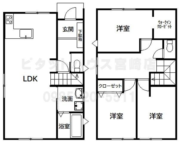宮崎市大坪西新築住宅 間取り図画像