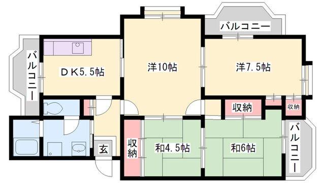 城の宮第二住宅　１４ 間取り図画像