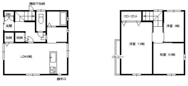 古大内貸家 間取り図画像