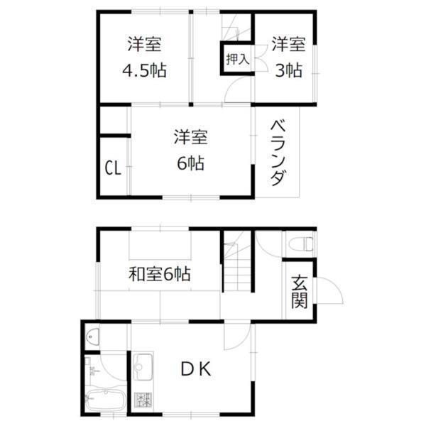 高砂市春日野町貸家 間取り図画像
