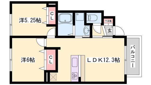 加古郡播磨町古宮アパート 間取り図画像