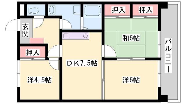 加古川市平岡町一色東マンション 間取り図画像