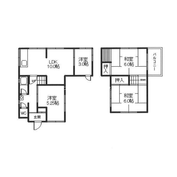 米田町貸家 間取り図画像