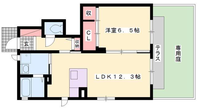 ＭＡＳＴ　ＣＯＵＲＴ下滝野A棟（102） 間取り図画像