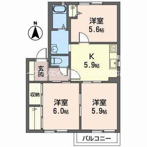 はぴねすハイツ喜田 間取り図画像