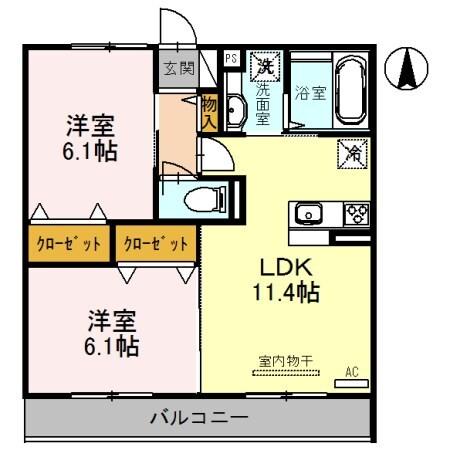 加東市上中アパート 間取り図画像