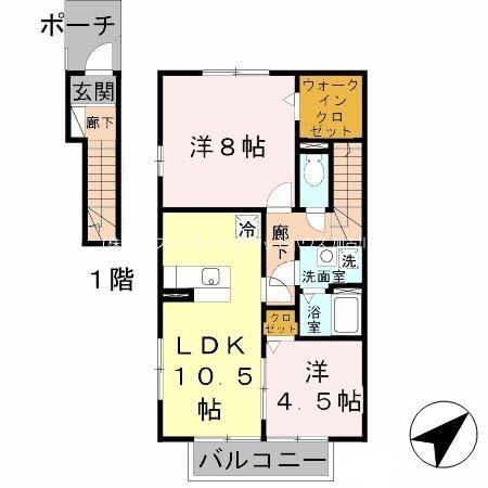 ローズコート野添Ｂ棟（202） 間取り図画像