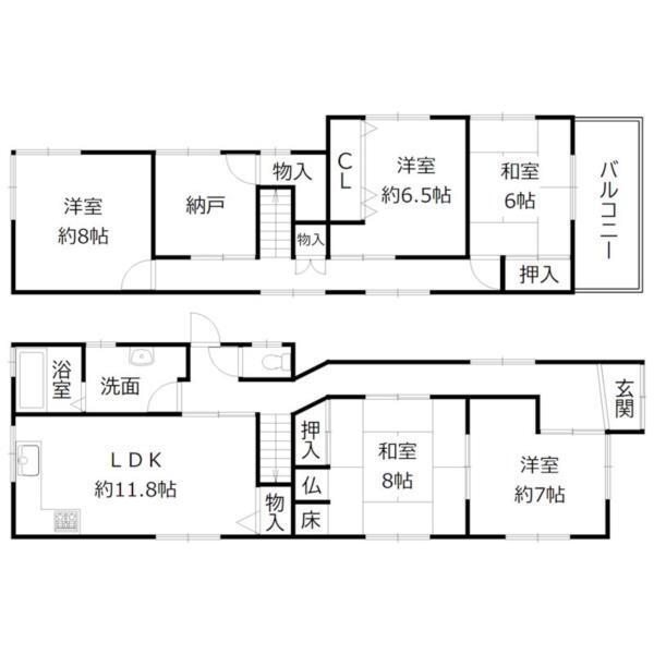 野口町坂井　戸建て 間取り図画像