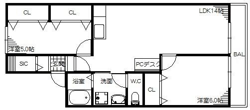 ハイツコンフォートＫ　Ｂ棟（202） 間取り図画像