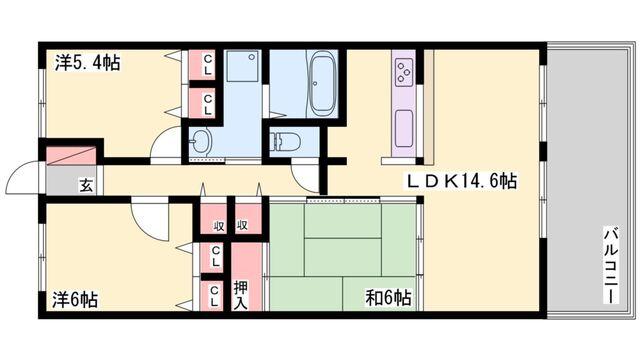 リベール加古川プラザ弐号館（405） 間取り図画像