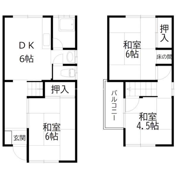 高砂市時光寺町貸家 間取り図画像