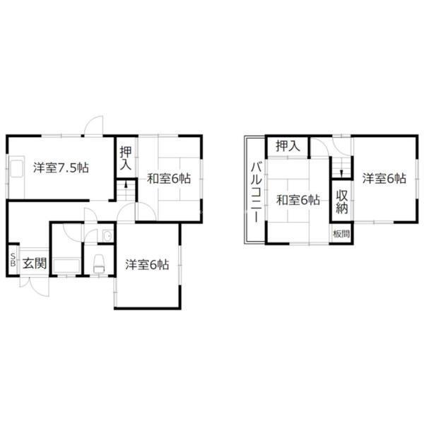 平岡町高畑戸建て 間取り図画像