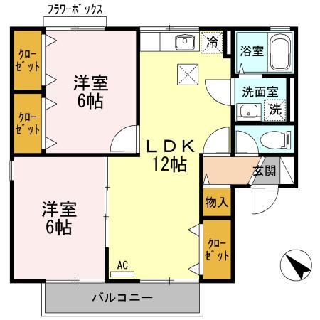 四天王ハイツ　Ⅱ（103） 間取り図画像