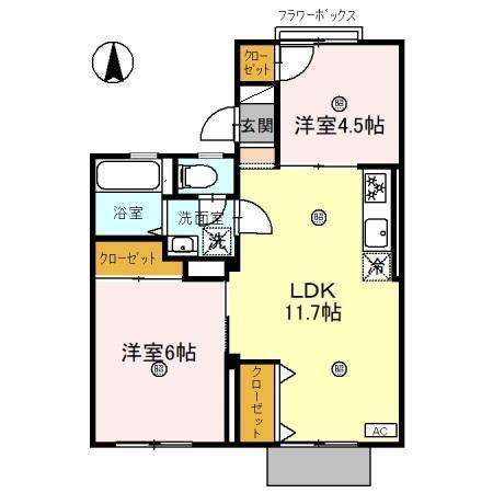 レークハイツ伊庭　Ⅰ（101） 間取り図画像