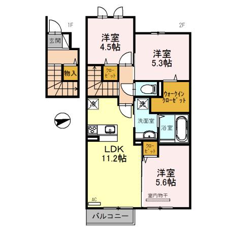 コットンハウスⅢ（203） 間取り図画像