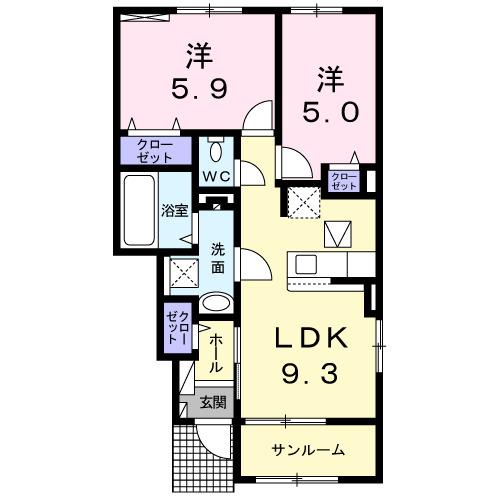 アルシオーネＤ（105） 間取り図画像