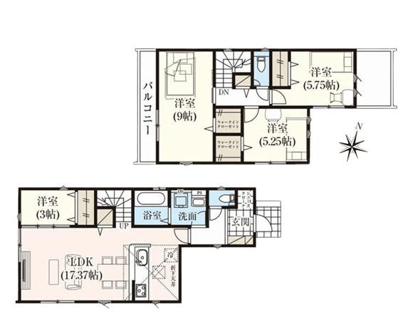 成田市中台新築戸建 間取り図画像