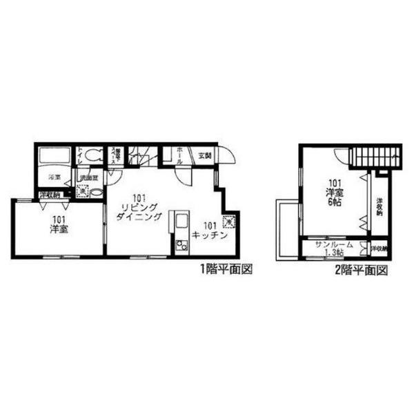 川崎市宮前区有馬アパート 間取り図画像
