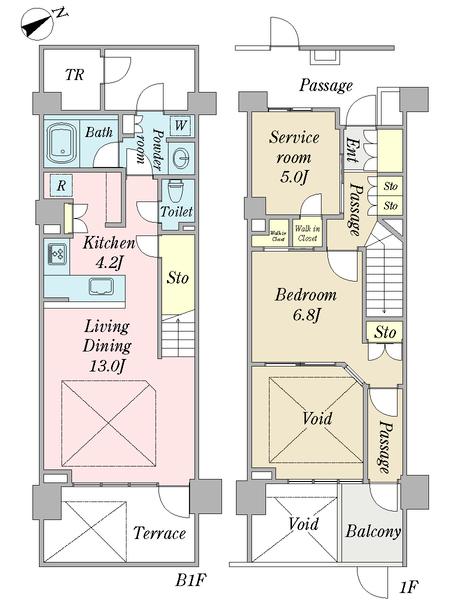 吹抜のあるメゾネット