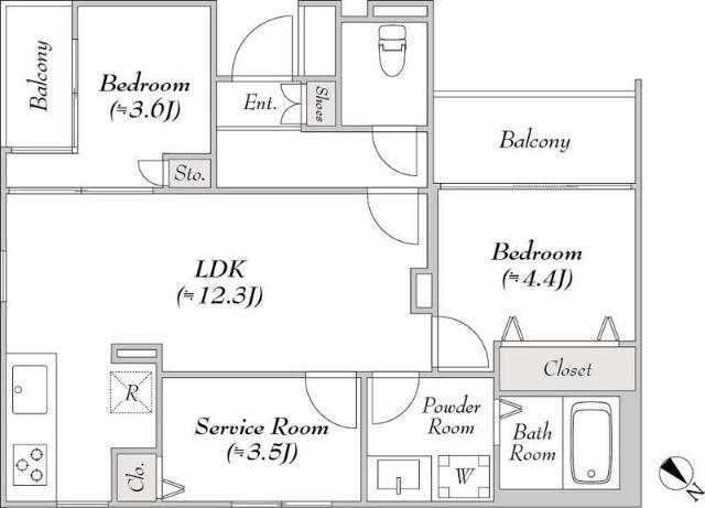 世田谷区弦巻マンション 間取り図画像