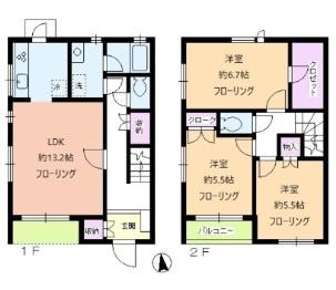 世田谷区瀬田テラスハウス 間取り図画像