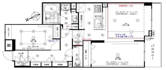 2LDK、専有面積60.68m2、バルコニー面積6.71m2